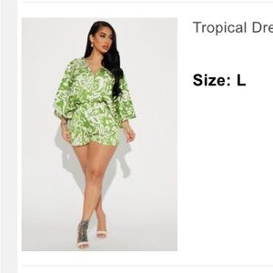 Fashion Nova Green Leaf Print Romper